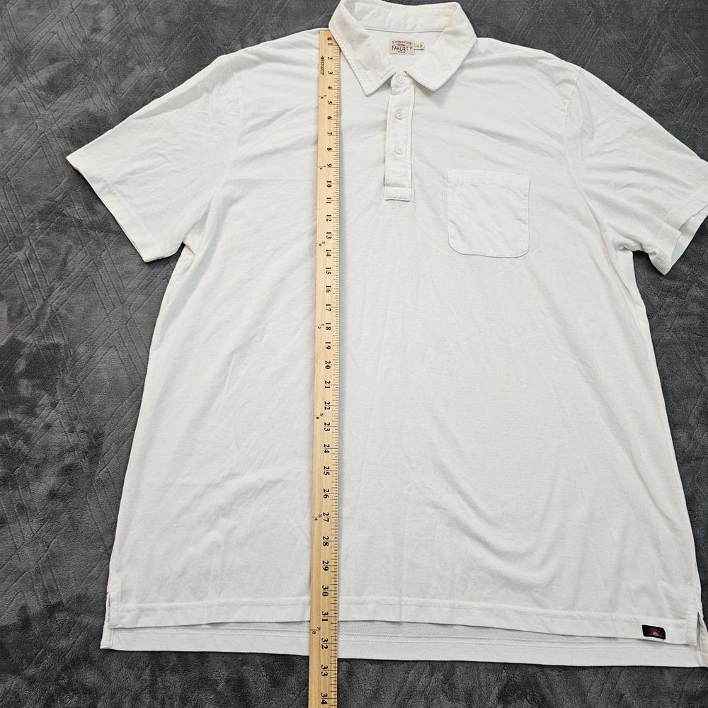 Faherty Polo Shirt Mens XXL White Short Sleeve Pocket Coastal Preppy Breathable - Picture 6 of 10